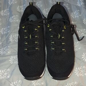 Black and Yellow Sneakers with Mesh Upper and Yellow Laces